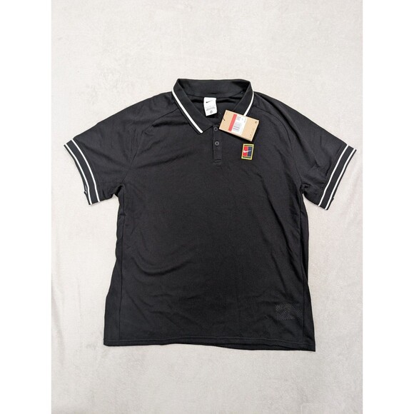 Nike Court Heritage Tennis Logo Polo Shirt Black Men’s Large RARE NEW NWT $85 - Picture 1 of 6